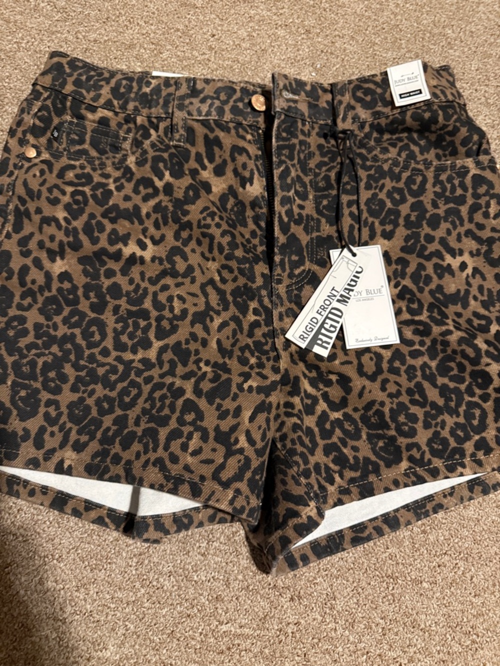 Judy Blue Leopard Print High-Rise Jean Shorts - Brown/Black